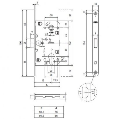 Корпус замка магнит. под цил. MEDIANA POLARIS B06103.50.FM.567 с отв. планк B02402.05 (белый)