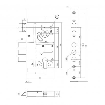 Замок врезной DOORLOCK DL8252С, цилиндровый, хромированный