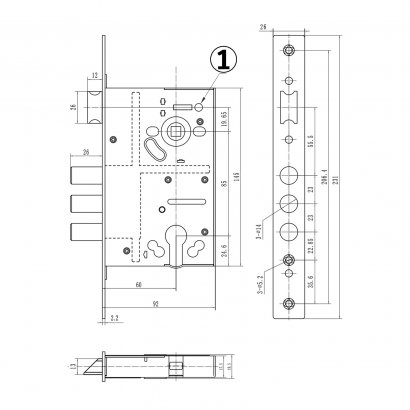 Замок врезной DOORLOCK DL8252С, цилиндровый, хромированный