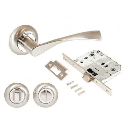 АЛЛЮР АРТ "ОСКАР" SN+L7050S SN+BK-R1 SN (1380/S7050) мат.никель Комплект ручка и защелка с фикс