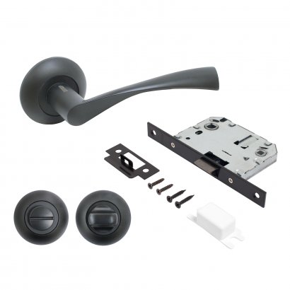АЛЛЮР АРТ "ОСКАР" BL+L7050S BL+BK-R1 BL (13150/S7050) матовый черный Компл ручка и защ с фикс