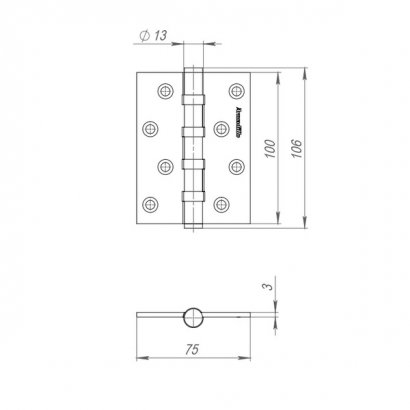Петля универсальная IN4500UC-BL CP 102x76x3 INOX304 хром БЛИСТЕР