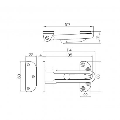 Блокиратор открывания двери DOORLOCK CH01/108/CP полированный хром, открывание внутрь