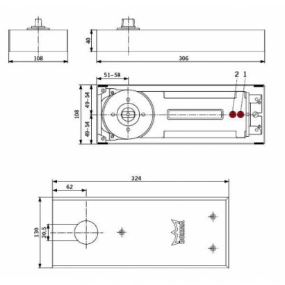 Доводчик DORMA BTS84, корпус ФОП 90, со стд. шпинделем EN 4