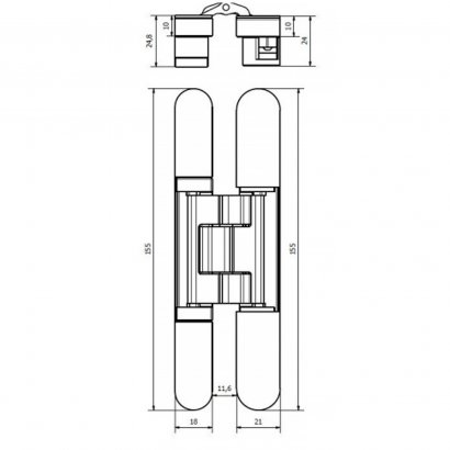 Дверная петля CEMOM ESTETIC 1821/A  скрытая 3D 8060 матовый хром