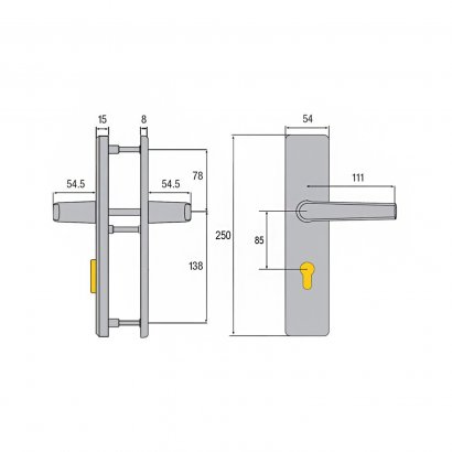 Гарнитур бронированный ABUS BLZS 85/8, F3                    матовая латунь