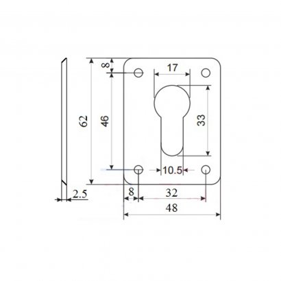 Ключевина для цилиндра DOORLOCK S03/PZ PSS (полированная нерж. сталь)