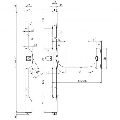 Механизм системы "антипаника" накладной DOORLOCK PD900FR, черный.