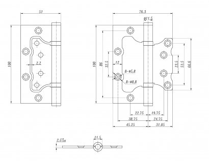 Петля без врезки Vantagе 2BB-BL (черная)
