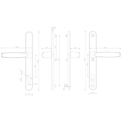 Ручка дверная dormakaba BREMEN, PZ92, чёрная RAL 9005