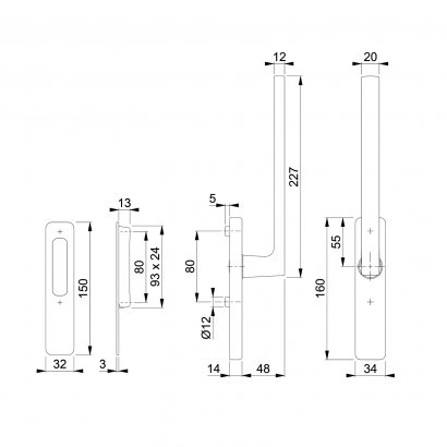 Ручка дверная HOPPE (Германия) для откатных порталов HS-M0643/419N-AS (Dallas), F42-R матовый хром