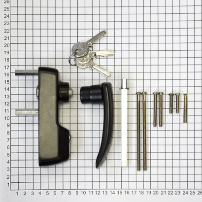 Внешняя нажимная ручка DOORLOCK PD900FR/H1, с цилиндром, черная.