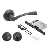 АЛЛЮР АРТ "ОСКАР" BL+L7050S BL+BK-R1 BL (13150/S7050) матовый черный Компл ручка и защ с фикс