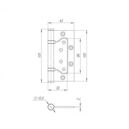 Петля универсальная без врезки IN4300W BL (300-2BB 100x2) (чёрный) 