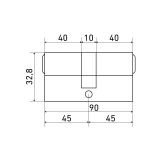 Стандарт MAX 90 (45х45) SB 5кл мат.золото перф.ключ/ключ Цилиндровый механизм (80,10)