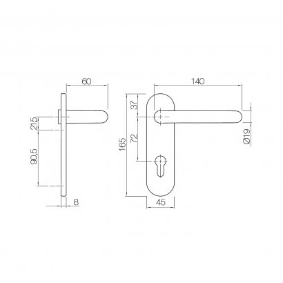 Ручка дверная DOORLOCK 038KP/F UG U-form, матовая нержавеющая сталь