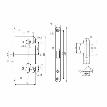 Корпус замка PL85-50/BL GR (графит) 