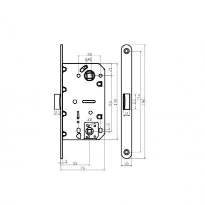 Замок дверной магнитный Doorlock DL452M/WC/50/96/18/SCr, межкомнатный, матовый хром