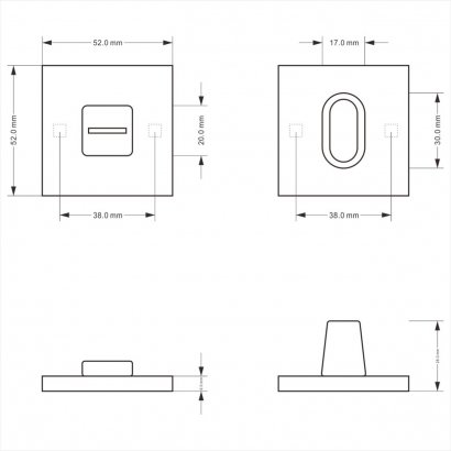 Поворотная кнопка DOORLOCK TK06/S/WC Slim CP, полированный хром