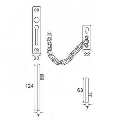 Цепочка DOORLOCK DOORLOCK CH04/210mm, нержавеющая сталь