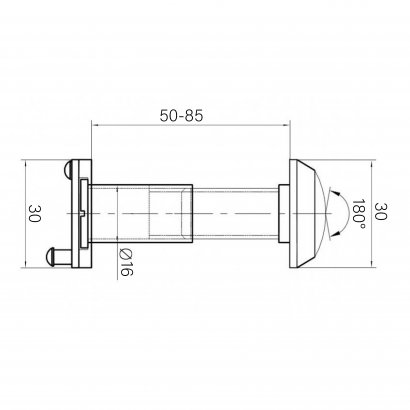 Глазок DOORLOCK VA16S/50-85mm/180°,  квадратный