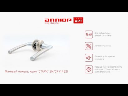 АЛЛЮР АРТ "СТАРК" SN/CP (1482) мат.никель/хром С НАКЛАДКОЙ Комплект ручек