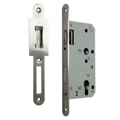 Замок дверной с роликом DL401R/C/55/20/SSS, цилиндровый, матовая нержавеющая сталь