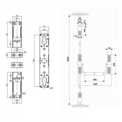 Механизм системы "антипаника" DOORLOCK V PD700RP/FR серия Variant, серебристый