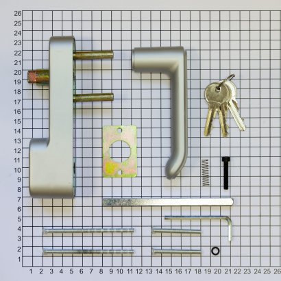 Внешняя нажимная ручка Doorlock V PD700/H2 серия Variant, серебристая, с цилиндром. Для противопожарных дверей. Толщина двери до 105мм.