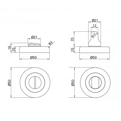 Поворотная кнопка DL M08/Y OSV-15 (матовая латунь)