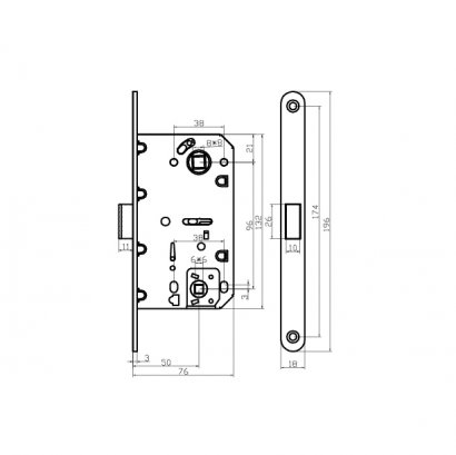 Замок дверной магнитный Doorlock DL452M/WC/50/96/18/SN, межкомнатный, матовый никель