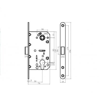 Замок дверной магнитный Doorlock DL451M/С/50/85/18/SN, цилиндровый, матовый никель