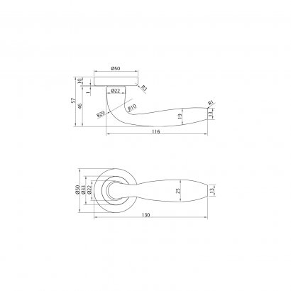 Ручка дверная DOORLOCK Callipso M095, полированная латунь