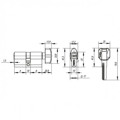 Цилиндровый механизм MaxPro7002Knob105mm(40+10+55) SN никель 7key с вертушкой 