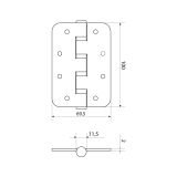 СТАНДАРТ 100х70х2,5 4BB (R14) AB ст.бронза Петля дверная 1 шт