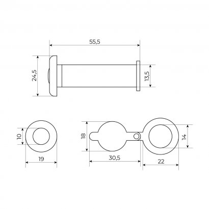 АЛЛЮР ГД-3 БШт 50-75мм d=14мм золото Глазок дверной