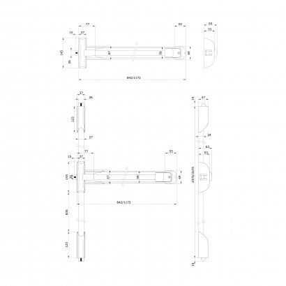 Механизм системы "антипаника" накладной клавишный DOORLOCK PD900FR-PUSH 1170мм, серебристый
