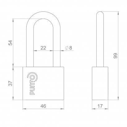 Замок навесной PK-1550L 3 key диск.ключ  длиная дужка
