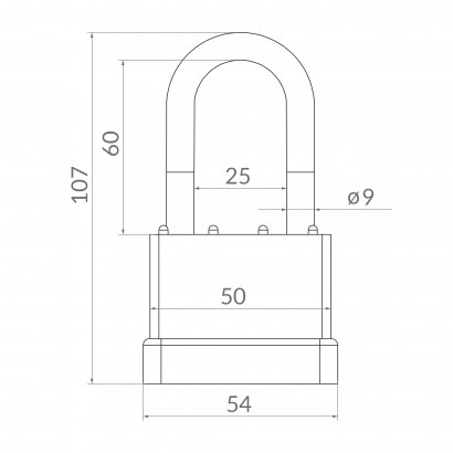 Замок навесной PK-6550L 3 key англ. длиная дужка