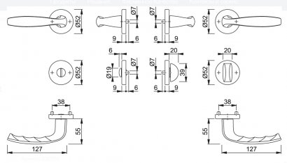 Ручка дверная HOPPE (Германия) 1810/42KV/42KVS (New York) WC, F4 анодированный алюминий цвета бронзы