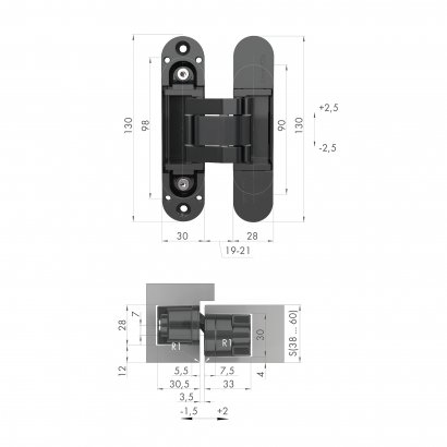 Петля скрытой установки U3D5000.VPG GP золото TECH