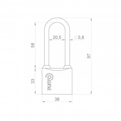 Замок навесной PK-0138 L 3 key англ.ключ. 