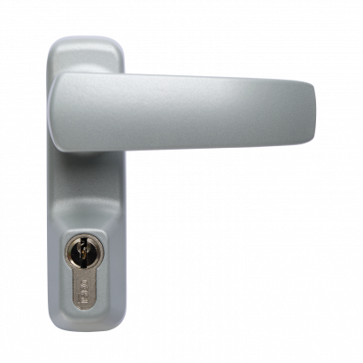 Внешняя нажимная ручка DOORLOCK PD900FR/H1, с цилиндром, серебристый.