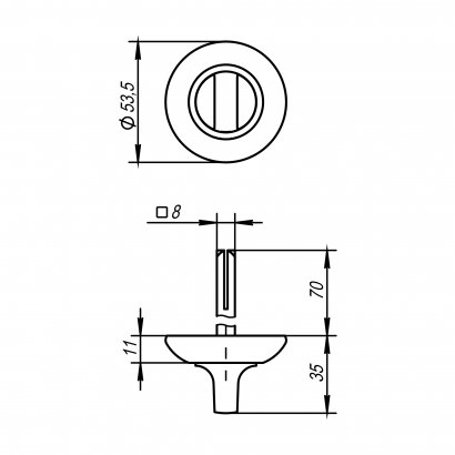 Ручка поворотная BKW8/75-0803 CP-8 хром