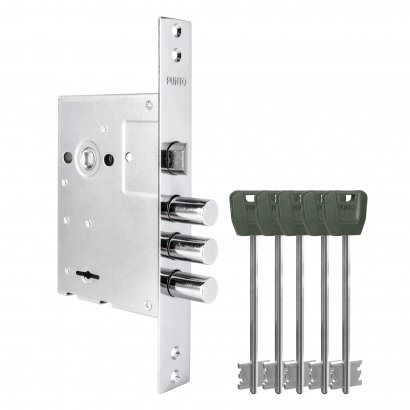 Замок врезной сувальдный MDV30/S-65.77 CP хром (длинный ключ) тех.уп.