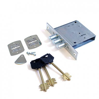 Замок врез. ReX. 1.5 - сувальдный цинк, 3 стержня ф12 мм, планка прямоугол, 3 кл.