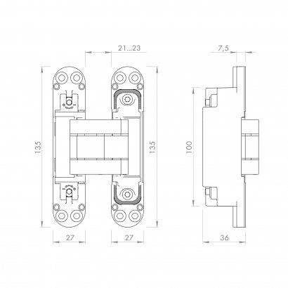 Петля скрытой установки U3D7803.VPG FSG флор. золото TECH