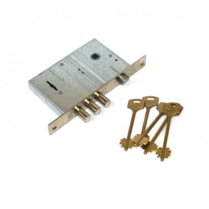 Замок врез. Кремень 1.04.27 никель, сувальдный стержни 3шт. диаметр 12мм под фалевую ручку