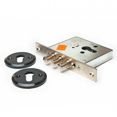 Замок врез. Кремень 1.03.03 никель, под цилиндр-стержни 3 шт. диаметр 12мм