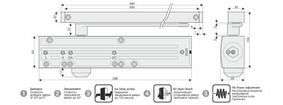 Дверной доводчик NOTEDO DC-045-155 SL+HO+DA+BC PRO, белый